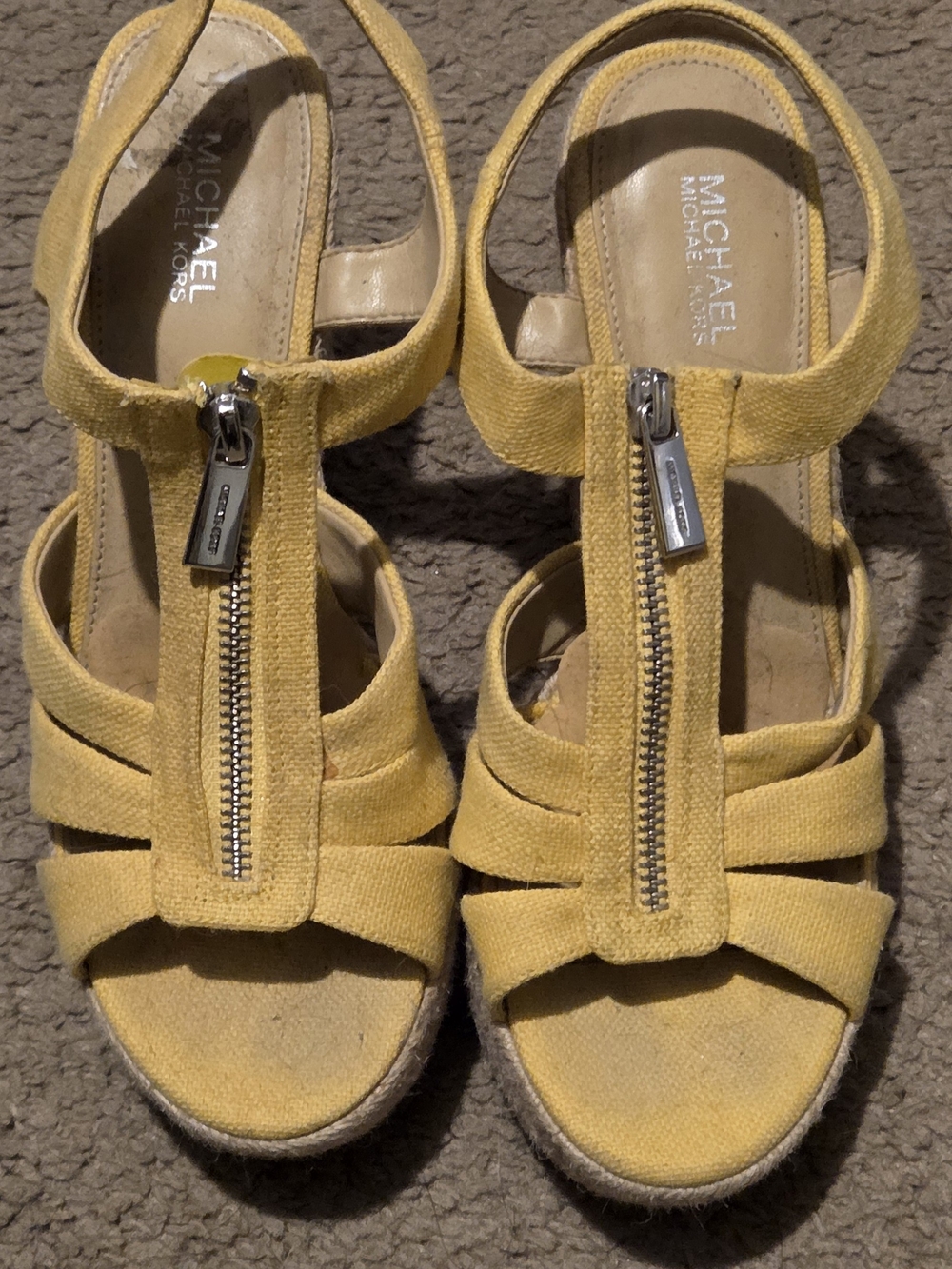 Michael Kors Yellow Espadrille Wedge Sandals